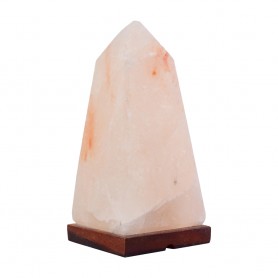 Lampe - Salzkristall - Salzlampe  Obelisk mit Holzsockel