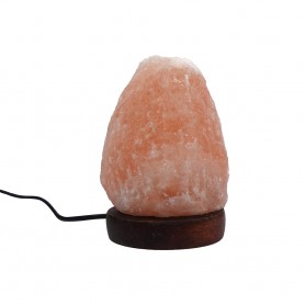 Lampe - Salzkristall - Salzlampe  Felsen mit Holzsockel