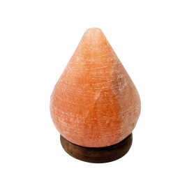 Lampe - Salzkristall - Salzlampe Tropfen mit Holzsockel