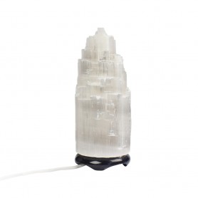 Lampe - Salzkristall - Selenitlampe mit Marmorfuß