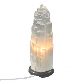 Lampe - Salzkristall - Selenitlampe mit Marmorfuß