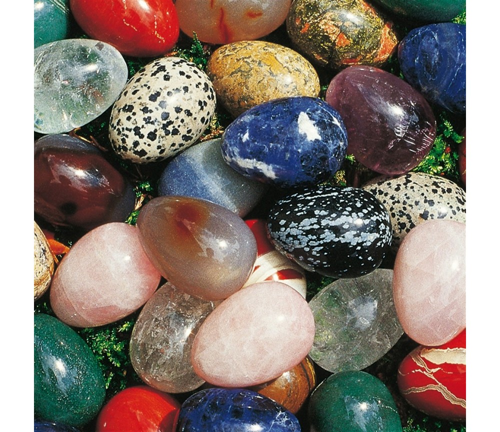 Heilsteine & Edelsteine - Eier - 50 er Set im Beutel - gemischte Steinsorten - Größe ca. 4,8 cm