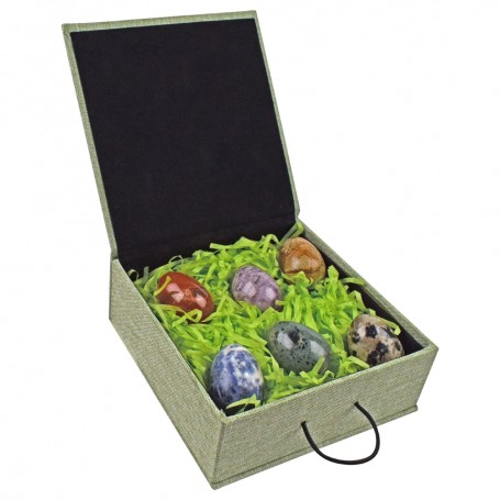 Heilsteine & Edelsteine - Eier - 6er Set in Geschenkbox - gemischte Steinsorten