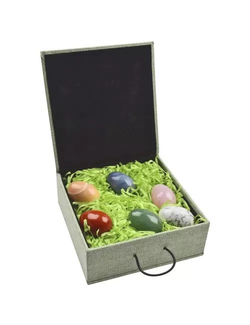 Heilsteine & Edelsteine - Eier - 6er Set in Geschenkbox - gemischte Steinsorten