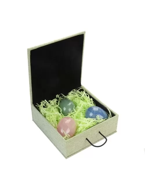 Heilsteine & Edelsteine - Eier - 3er Set in Geschenkbox (Aventurin, Blauquarz, Rosenquarz)