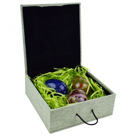 Heilsteine & Edelsteine - Eier - 3er Set in Geschenkbox (Rhodonit