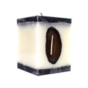 Kerze - Achat Edelstein - weiß/graphit, Quaderform - Maße ca: 7,5x7,5x10cm