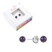 Heilsteine & Edelsteine - Ohrstecker - Amethyst, Kugel, 4mm, rhodiniert