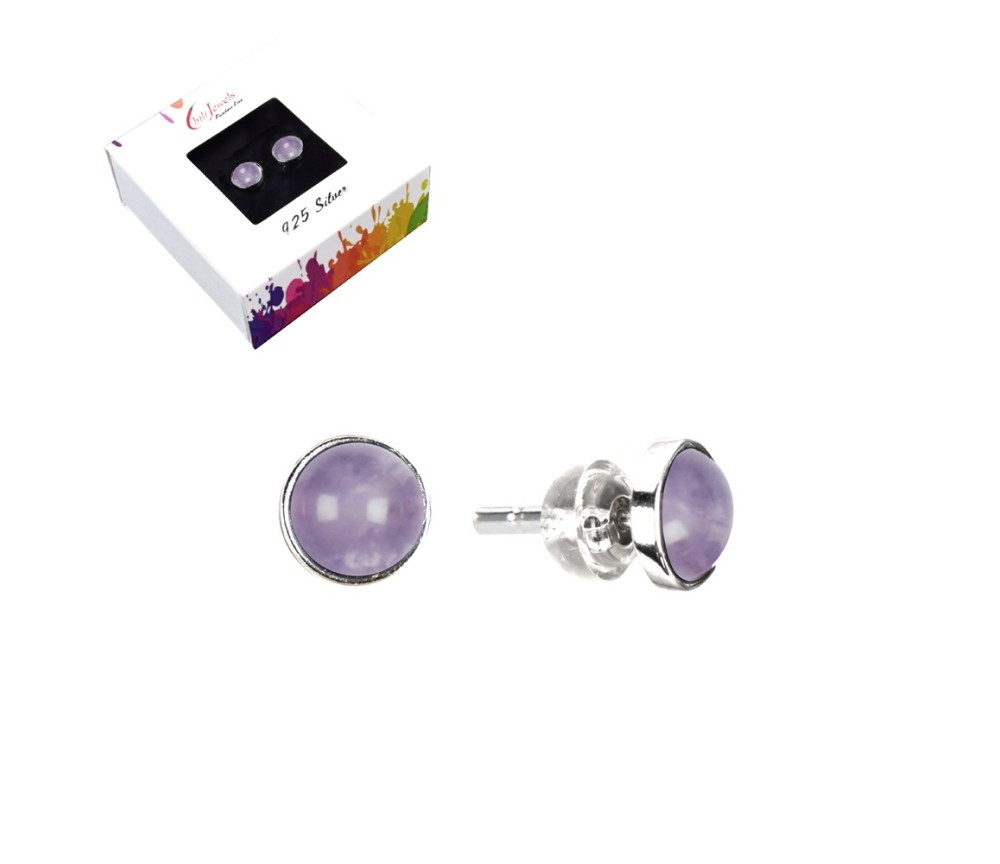 Heilsteine & Edelsteine - Ohrstecker - Amethyst, Cabochon, 8mm