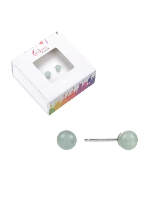 Heilsteine & Edelsteine - Ohrstecker - Aventurin, Kugel, 4mm, rhodiniert