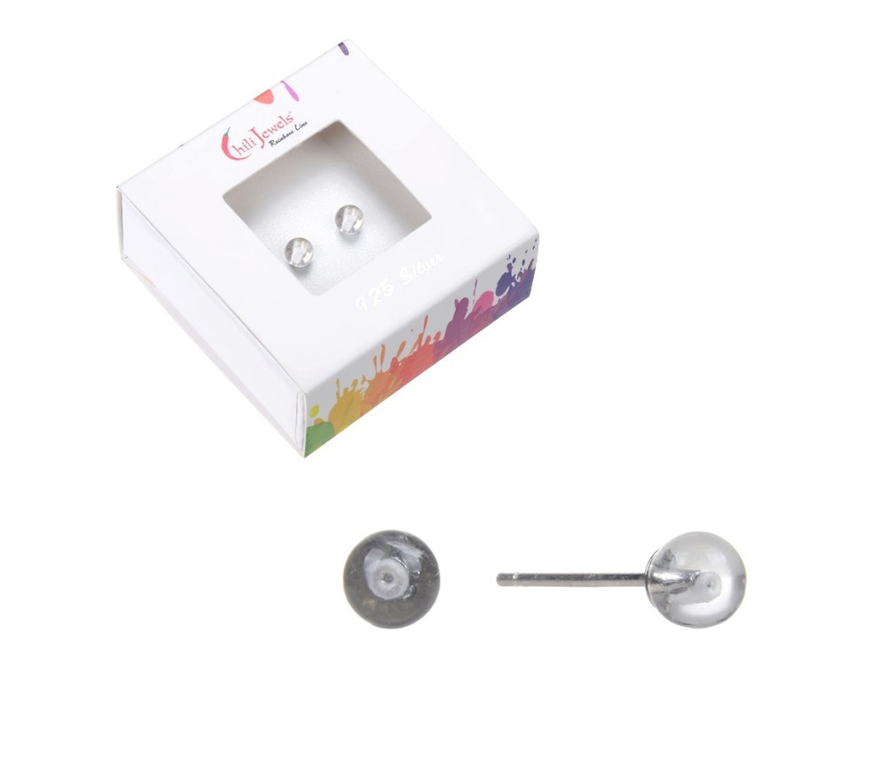 Heilsteine & Edelsteine - Ohrstecker - Bergkristall, Kugel, 4mm, rhodiniert