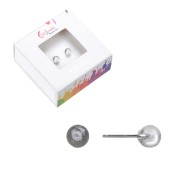 Heilsteine & Edelsteine - Ohrstecker - Bergkristall, Kugel, 4mm, rhodiniert