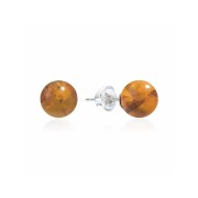 Heilsteine & Edelsteine - Ohrstecker - Bernstein (rek.) Kugel, 8mm, rhodiniert