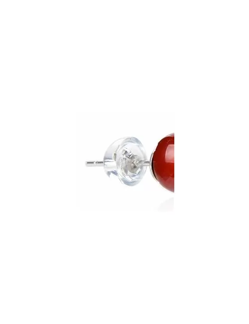 Heilsteine & Edelsteine - Ohrstecker - Carneol (gebr.), Kugel, 6mm, rhodiniert
