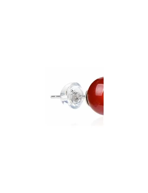 Heilsteine & Edelsteine - Ohrstecker - Carneol (gebr.), Kugel, 8mm, rhodiniert