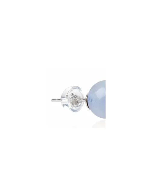 Heilsteine & Edelsteine - Ohrstecker - Chalcedon (blau), Kugel, 8mm, rhodiniert
