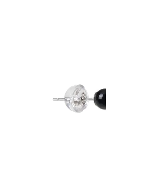 Heilsteine & Edelsteine - Ohrstecker - Onyx (gef.), Kugel, 4mm, rhodiniert