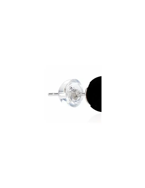 Heilsteine & Edelsteine - Ohrstecker - Onyx (gef.), Kugel, 6mm, rhodiniert