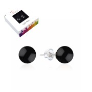 Heilsteine & Edelsteine - Ohrstecker - Onyx (gef.), Kugel, 8mm, rhodiniert