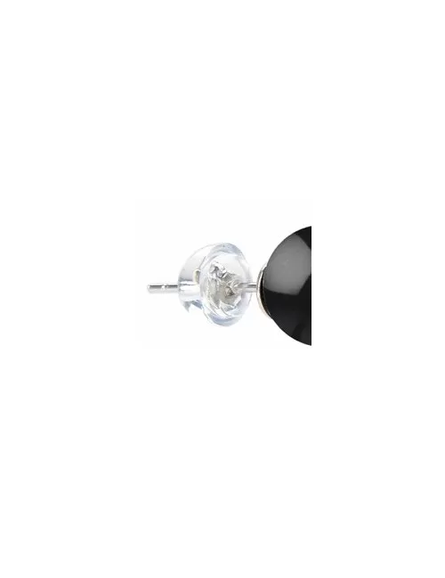 Heilsteine & Edelsteine - Ohrstecker - Onyx (gef.), Kugel, 8mm, rhodiniert