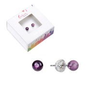 Heilsteine & Edelsteine - Ohrstecker - Fluorit, Kugel, 4mm, rhodiniert