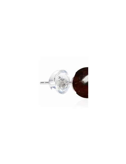 Heilsteine & Edelsteine - Ohrstecker - Granat, Kugel, 6mm, rhodiniert