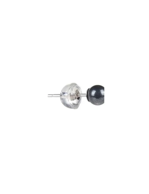 Heilsteine & Edelsteine - Ohrstecker - Hämatit (natur), Kugel, 4mm, rhodiniert