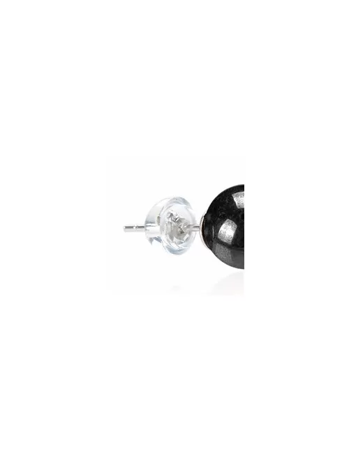 Heilsteine & Edelsteine - Ohrstecker - Hämatit (natur), Kugel, 8mm, rhodiniert