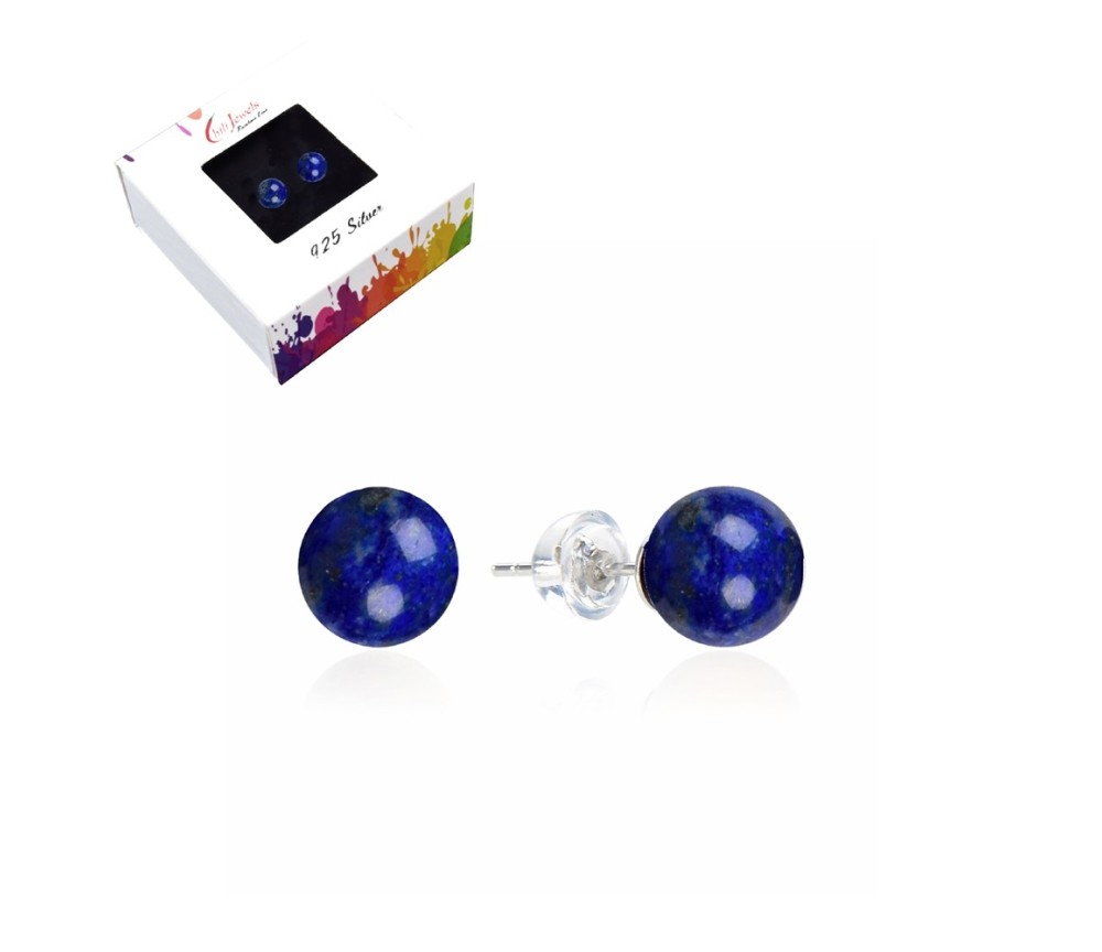 Heilsteine & Edelsteine - Ohrstecker - Lapis Lazuli, Kugel, 6mm, rhodiniert