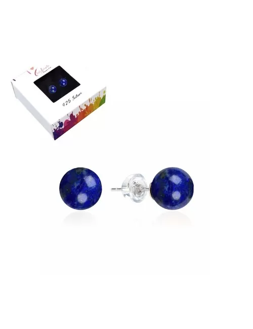 Heilsteine & Edelsteine - Ohrstecker - Lapis Lazuli, Kugel, 6mm, rhodiniert