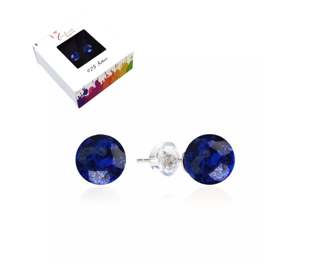 Heilsteine & Edelsteine - Ohrstecker - Lapis Lazuli, Kugel, 8mm, rhodiniert