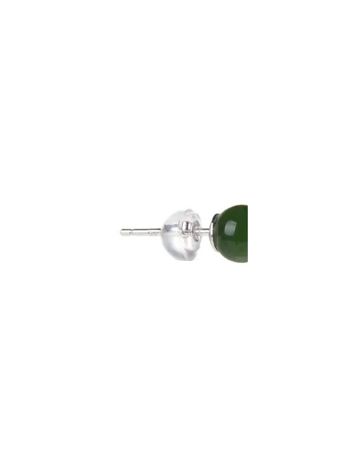 Heilsteine & Edelsteine - Ohrstecker - Nephrit, Kugel, 6mm, rhodiniert
