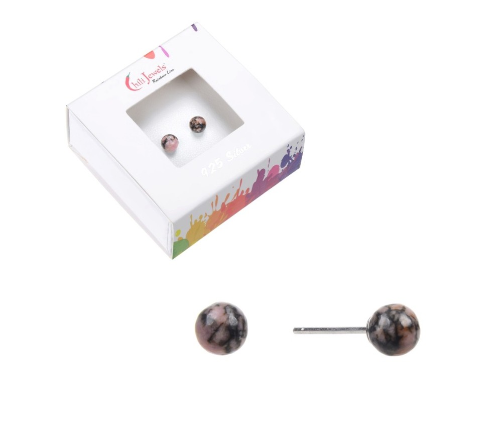 Heilsteine & Edelsteine - Ohrstecker - Rhodonit, Kugel, 4mm