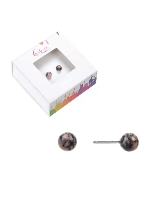 Heilsteine & Edelsteine - Ohrstecker - Rhodonit, Kugel, 4mm
