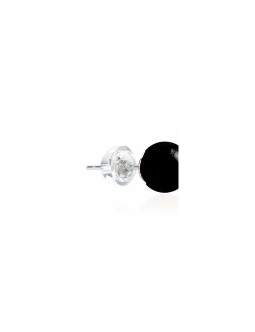 Heilsteine & Edelsteine - Ohrstecker - Schörl (stab.), Kugel, 6mm, rhodiniert