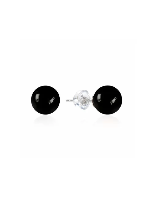 Heilsteine & Edelsteine - Ohrstecker - Schörl (stab.), Kugel, 8mm