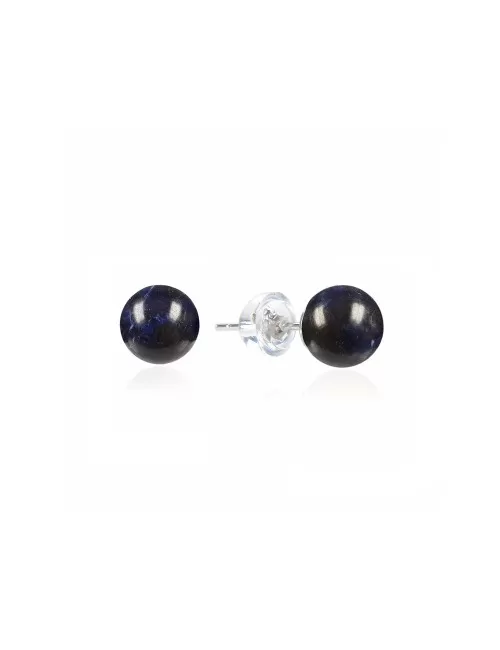 Heilsteine & Edelsteine - Ohrstecker - Sodalith, Kugel, 6mm, rhodiniert