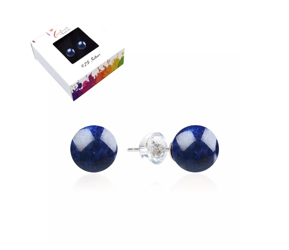 Heilsteine & Edelsteine - Ohrstecker - Sodalith, Kugel, 8mm, rhodiniert