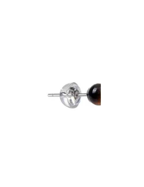 Heilsteine & Edelsteine - Ohrstecker - Tigerauge, Kugel, 4mm, rhodiniert