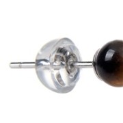Heilsteine & Edelsteine - Ohrstecker - Tigerauge, Kugel, 4mm, rhodiniert