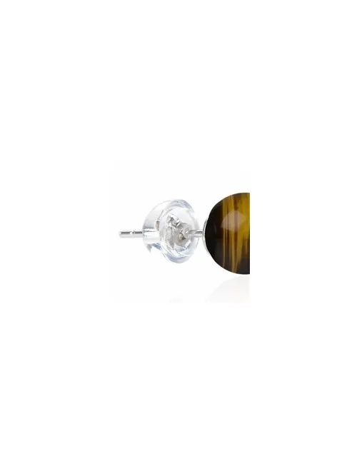 Heilsteine & Edelsteine - Ohrstecker - Tigerauge, Kugel, 6mm, rhodiniert