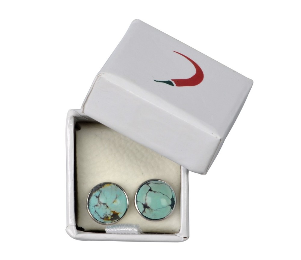 Heilsteine & Edelsteine - Ohrstecker - Türkis (stab.), Cabochon, 8mm