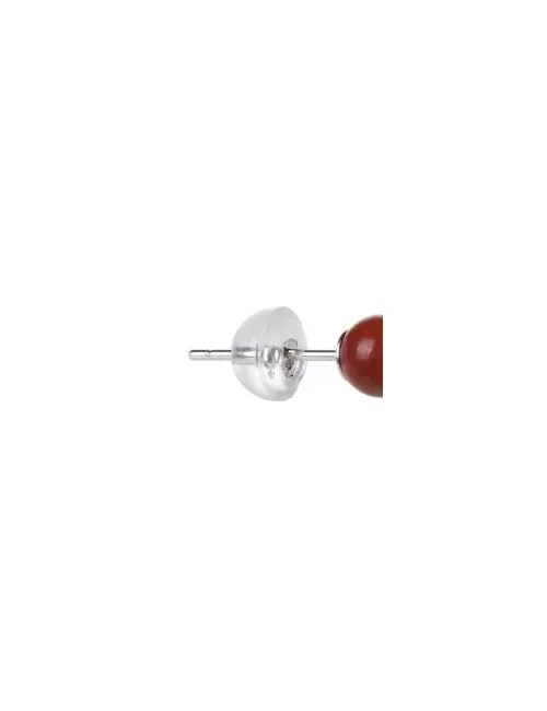 Heilsteine & Edelsteine - Ohrstecker - Jaspis (rot), Kugel, 4mm, rhodiniert