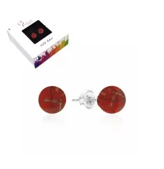 Heilsteine & Edelsteine - Ohrstecker - Jaspis (rot), Kugel, 6mm, rhodiniert