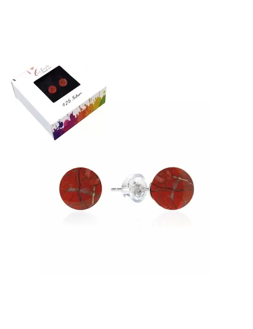 Heilsteine & Edelsteine - Ohrstecker - Jaspis (rot), Kugel, 6mm, rhodiniert