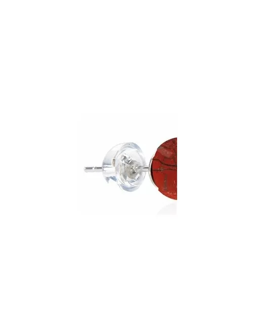 Heilsteine & Edelsteine - Ohrstecker - Jaspis (rot), Kugel, 6mm, rhodiniert