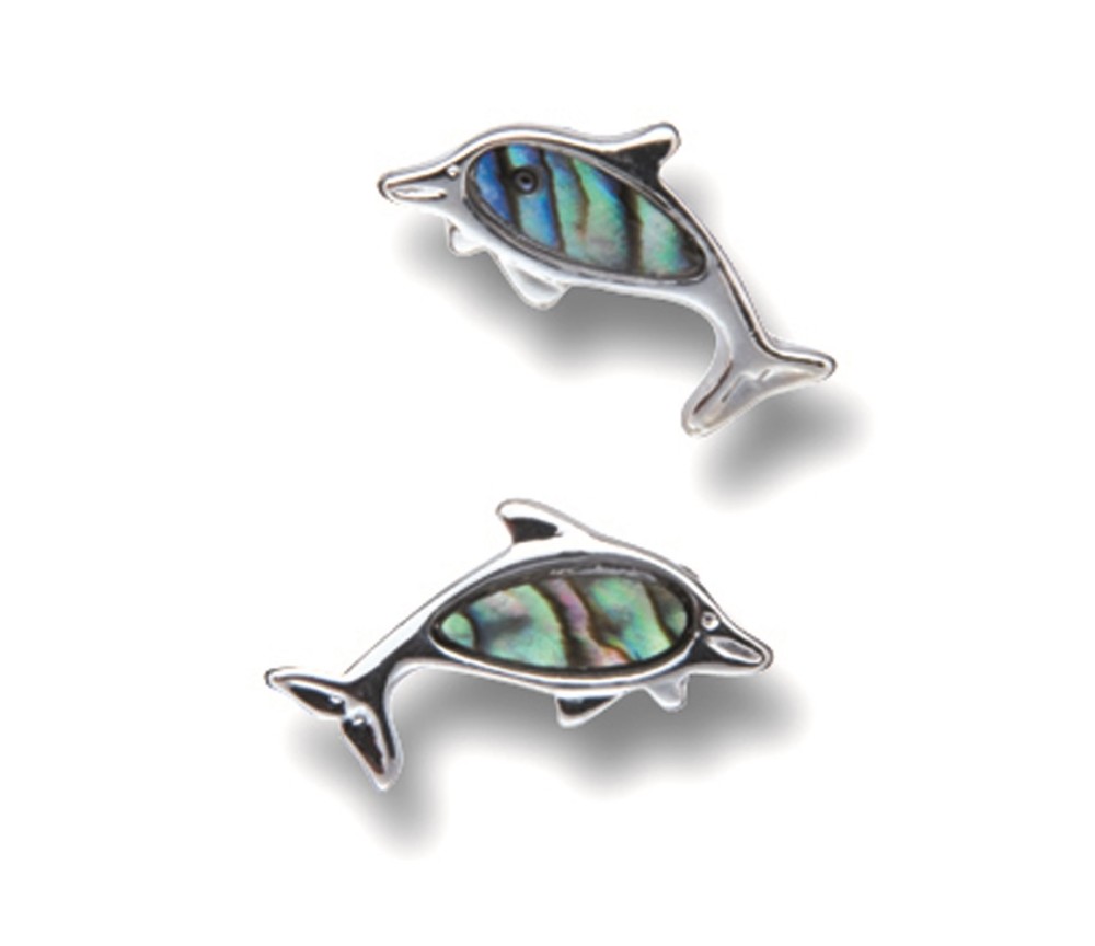 Heilsteine & Edelsteine - Ohrstecker - Delfin, Paua-Muschel