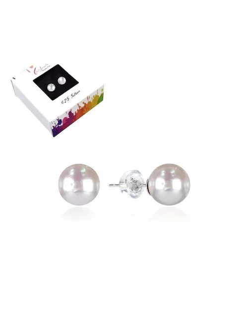 Heilsteine & Edelsteine - Ohrstecker - Perle (gebl.), Kugel, 6mm, rhodiniert