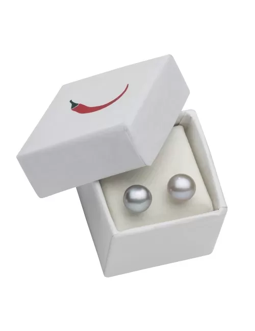 Heilsteine & Edelsteine - Ohrstecker - Perle silbergrau (gef.), Kugel, 6mm