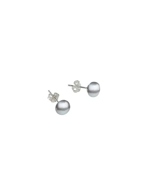 Heilsteine & Edelsteine - Ohrstecker - Perle silbergrau (gef.), Kugel, 6mm